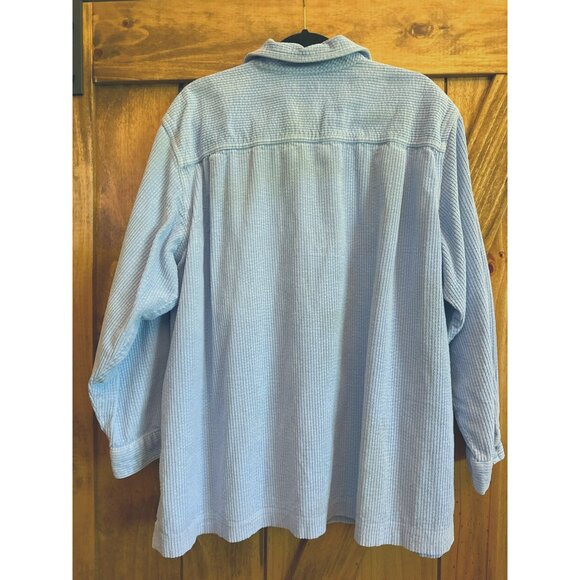 L.L.Bean 2X Light Blue Corduroy Button-Up Shirt 100% Cotton - Picture 2 of 5